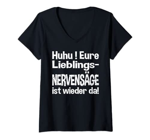 Damen Eure Lieblingsnervensäge ist wieder da! T-Shirt mit V-Ausschnitt Damen Eure Lieblingsnervensäge ist wieder da! T-Shirt mit V-Ausschnitt von Lustiger Funartikel Lieblingsnervensäge