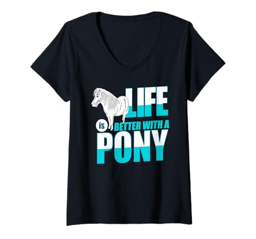Damen Ponyliebe Macht Jeden Tag Bunter und Lustiger T-Shirt mit V-Ausschnitt Damen Ponyliebe Macht Jeden Tag Bunter und Lustiger T-Shirt mit V-Ausschnitt von Lustiger Humor für Pony- und Tierfreunde