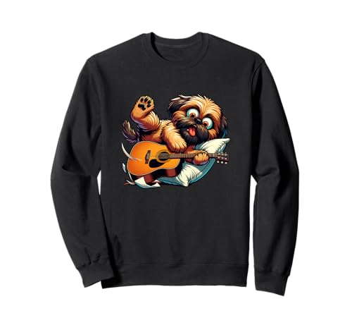 Süßer Hund Akustikgitarre Kissen Musiker Welpe Sweatshirt Süßer Hund Akustikgitarre Kissen Musiker Welpe Sweatshirt von Lustiger Hund Welpe spielt Akustikgitarre Musik