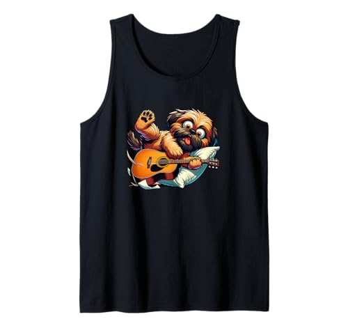 Süßer Hund Akustikgitarre Kissen Musiker Welpe Tank Top Süßer Hund Akustikgitarre Kissen Musiker Welpe Tank Top von Lustiger Hund Welpe spielt Akustikgitarre Musik