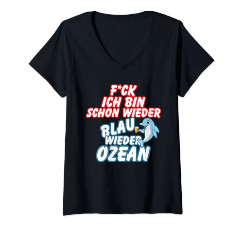 Damen Ich bin schon wieder Blau wie der Ozean i Sprüche Sommer B06 T-Shirt mit V-Ausschnitt Damen Ich bin schon wieder Blau wie der Ozean i Sprüche Sommer B06 T-Shirt mit V-Ausschnitt von Lustiger Ich bin schon wieder Blau wie der Ozean
