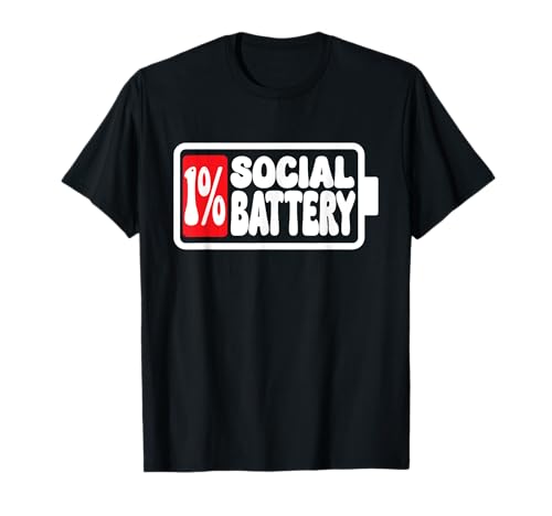 1% Social Battery Sarkastisches Lustiges Herren Damen T-Shirt 1% Social Battery Sarkastisches Lustiges Herren Damen T-Shirt von Lustiger Introvertierter Humor Sarkasmus Humor