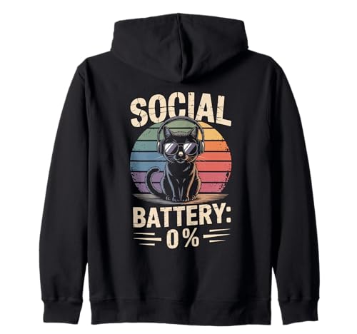 1% Social Battery Sarkastisches Lustiges Katzen Herren Damen Kapuzenjacke 1% Social Battery Sarkastisches Lustiges Katzen Herren Damen Kapuzenjacke von Lustiger Introvertierter Humor Sarkasmus Humor