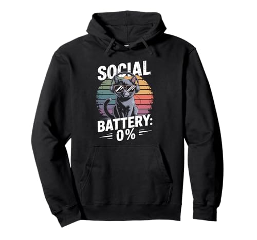 1% Social Battery Sarkastisches Lustiges Katzen Herren Damen Pullover Hoodie 1% Social Battery Sarkastisches Lustiges Katzen Herren Damen Pullover Hoodie von Lustiger Introvertierter Humor Sarkasmus Humor