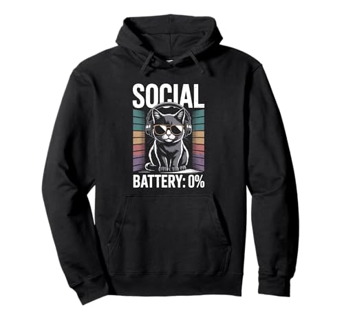 1% Social Battery Sarkastisches Lustiges Katzen Herren Damen Pullover Hoodie 1% Social Battery Sarkastisches Lustiges Katzen Herren Damen Pullover Hoodie von Lustiger Introvertierter Humor Sarkasmus Humor