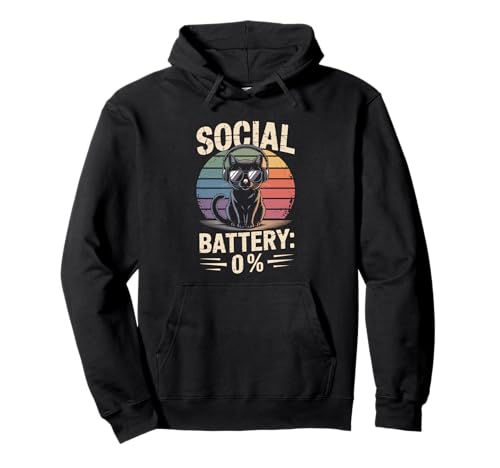 1% Social Battery Sarkastisches Lustiges Katzen Herren Damen Pullover Hoodie 1% Social Battery Sarkastisches Lustiges Katzen Herren Damen Pullover Hoodie von Lustiger Introvertierter Humor Sarkasmus Humor