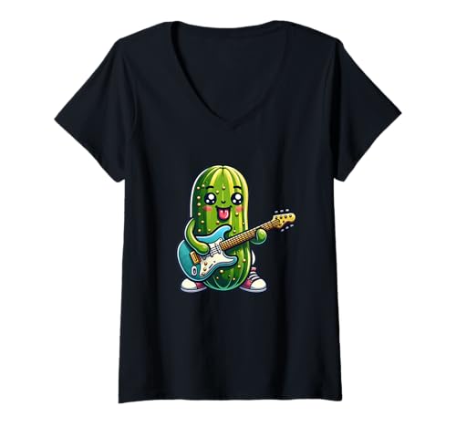 Damen Kaktus Mit Gitarre Lustige Musik T-Shirt mit V-Ausschnitt Damen Kaktus Mit Gitarre Lustige Musik T-Shirt mit V-Ausschnitt von Lustiger Kaktus Rock Musik Spaß Charakter