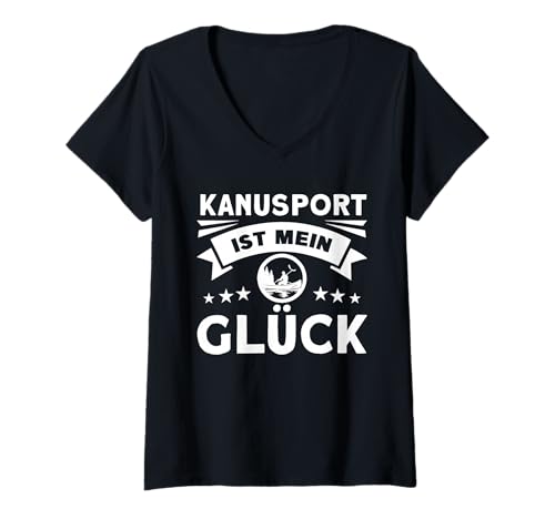 Damen Kanusport Ist Mein Glück T-Shirt mit V-Ausschnitt von Lustiger Kanusport Spruch Kanusport Ist Mein Glück