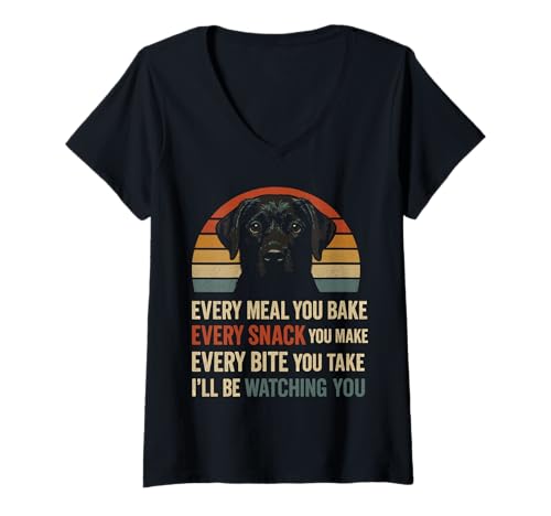Damen Every Meal You Bake Labrador Hundewitz T-Shirt mit V-Ausschnitt von Lustiger Labrador Retro Stil Hund Spruch