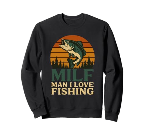 Milf Man I Love Fishing Retro Sonnenuntergang Barsch Angler Sweatshirt Milf Man I Love Fishing Retro Sonnenuntergang Barsch Angler Sweatshirt von Lustiger Largemouth Bass MILF Man I Love Fishing