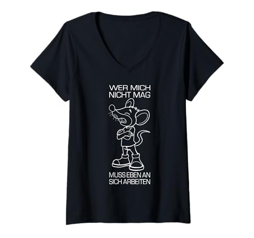 Damen Arbeiten Witziger Lustiger Spruch Sprüche süße Maus Ratte T-Shirt mit V-Ausschnitt Damen Arbeiten Witziger Lustiger Spruch Sprüche süße Maus Ratte T-Shirt mit V-Ausschnitt von Lustiger Mäuse Spruch Geschenk Herren & Damen