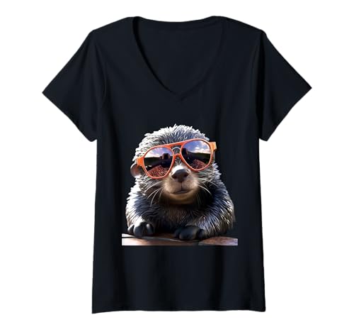 Damen Maulwurf mit Sonnenbrille Tierliebhaber Liebe Süße Maulwürfe T-Shirt mit V-Ausschnitt Damen Maulwurf mit Sonnenbrille Tierliebhaber Liebe Süße Maulwürfe T-Shirt mit V-Ausschnitt von Lustiger Maulwurf für alle Maulwurf Liebhaber