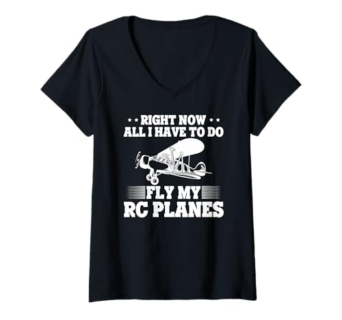 Damen Jetzt Muss Ich Nur Noch Meine RC Flugzeuge Fliegen T-Shirt mit V-Ausschnitt Damen Jetzt Muss Ich Nur Noch Meine RC Flugzeuge Fliegen T-Shirt mit V-Ausschnitt von Lustiger Modellflug Hobby Spruch