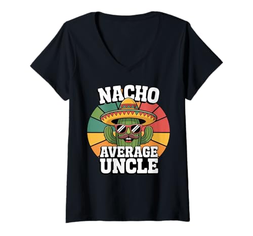 Damen Lustiger lustiger Onkel Witz Humor lustiger Nacho T-Shirt mit V-Ausschnitt von Lustiger Onkel Witz mexikanisches Essen Retro