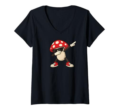 Damen Pilz tupfen T-Shirt mit V-Ausschnitt Damen Pilz tupfen T-Shirt mit V-Ausschnitt von Lustiger Pilz 2022