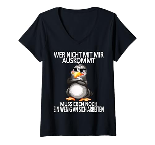 Damen Arbeiten Witziger Lustiger Spruch Sprüche süßes Pinguin T-Shirt mit V-Ausschnitt Damen Arbeiten Witziger Lustiger Spruch Sprüche süßes Pinguin T-Shirt mit V-Ausschnitt von Lustiger Pinguin Spruch | Geschenk Herren & Damen
