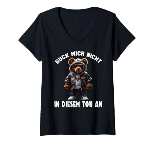Damen Arbeiten Witziger Lustiger Spruch Sprüche süßes Teddy T-Shirt mit V-Ausschnitt Damen Arbeiten Witziger Lustiger Spruch Sprüche süßes Teddy T-Shirt mit V-Ausschnitt von Lustiger Pinguin Spruch | Geschenk Herren & Damen