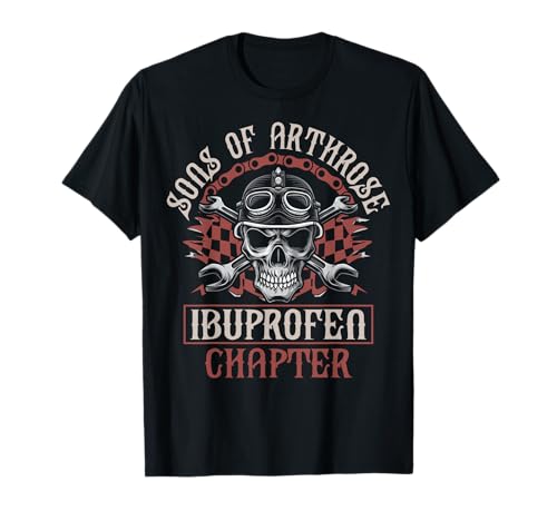 Lustiger Sarkasmus Spruch - Sons of Arthrose - Ibuprofen Chapter Biker Motorradfahrer T-Shirt für Männer - Schwarz, S - Halbarm, Klassische Passform von Lustiger Sarkasmus Spruch