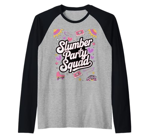 Mädchen im Schlafvarty -Kader Sleepover Pyjama Raglan von Lustiger Slumber Party -Kader