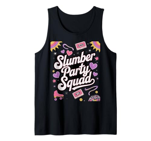 Mädchen im Schlafvarty -Kader Sleepover Pyjama Tank Top von Lustiger Slumber Party -Kader