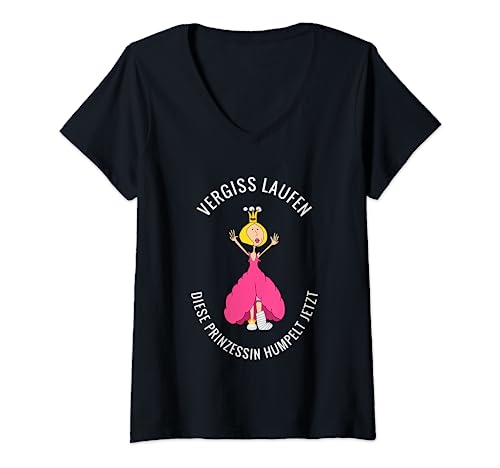Damen Gebrochenes Bein, Fuß, Knöchel, Laufen, Joggen, Humpeln T-Shirt mit V-Ausschnitt Damen Gebrochenes Bein, Fuß, Knöchel, Laufen, Joggen, Humpeln T-Shirt mit V-Ausschnitt von Lustiger Spruch, Gute Besserung Geschenk Beinbruch