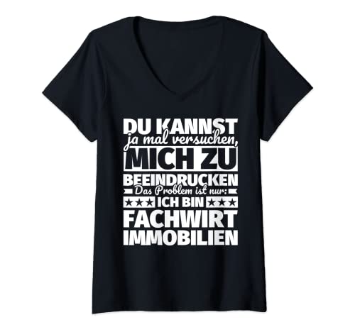 Damen Fachwirt Immobilien lustig T-Shirt mit V-Ausschnitt von Lustiger Spruch Fachwirt Immobilien
