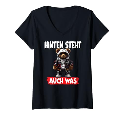 Damen Arbeiten Witziger Lustiger Spruch Sprüche Spaß Teddybär Fun T-Shirt mit V-Ausschnitt von Lustiger Spruch Fun | Geschenk Herren & Damen