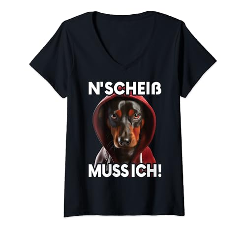 Damen Dackel Spruch Lustig Geschenk I Dackel N Scheiß muss ich T-Shirt mit V-Ausschnitt Damen Dackel Spruch Lustig Geschenk I Dackel N Scheiß muss ich T-Shirt mit V-Ausschnitt von Lustiger Spruch I Tiere & Spaß I Damen & Herren