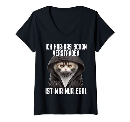 Damen Süße Katze I Ich hab das schon verstanden ist mir nur egal T-Shirt mit V-Ausschnitt Damen Süße Katze I Ich hab das schon verstanden ist mir nur egal T-Shirt mit V-Ausschnitt von Lustiger Spruch I Tiere & Spaß I Damen & Herren