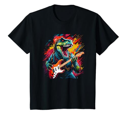 Kinder Dino spielt Gitarre für Jungen & Mädchen T-Shirt Kinder Dino spielt Gitarre für Jungen & Mädchen T-Shirt von Lustiger Spruch I Tiere & Spaß I Damen & Herren