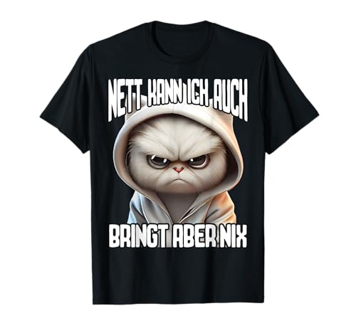 Lustiger Spruch I Tiere & Spaß I Damen & Herren Spruch Katze Geschenk I Nett kann ich auch bringt aber nix T-Shirt Schwarz Unisex-Erwachsene Klein EU 41 S EU Small Classic Novelty Cartoon Cat T-Shirt Lustiger Spruch I Tiere & Spaß I Damen & Herren Spruch Katze Geschenk I Nett kann ich auch bringt aber nix T-Shirt Schwarz Unisex-Erwachsene Klein EU 41 S EU Small Classic Novelty Cartoon Cat T-Shirt von Lustiger Spruch I Tiere & Spaß I Damen & Herren