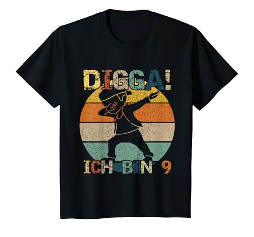 9 Geburtstag Digga Ich Bin 9 Jahre Sprüche Jungen T-Shirt von Lustiger Spruch Kindergeburtstag Retro