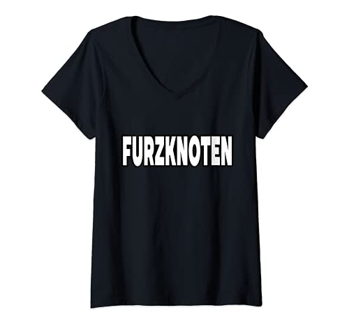 Damen Furzknoten für Leute mit Humor T-Shirt mit V-Ausschnitt Damen Furzknoten für Leute mit Humor T-Shirt mit V-Ausschnitt von Lustiger Spruch Kindheit Retro Spruch Nostalgie