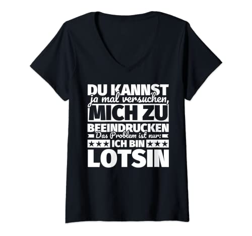 Damen Lotsin lustig T-Shirt mit V-Ausschnitt von Lustiger Spruch Lotsin