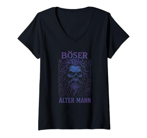 Damen Böser Alter Mann - Boser Alter Mann T-Shirt mit V-Ausschnitt von Lustiger Spruch Rentner Opa Vatertag Papa Vater