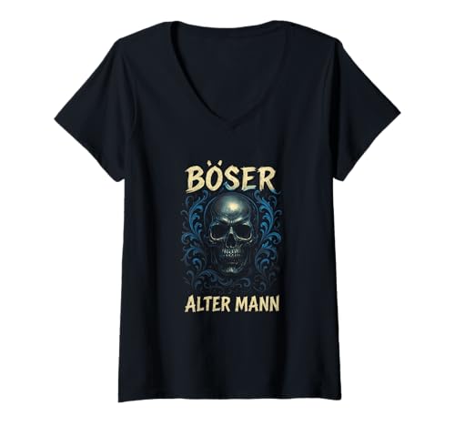 Damen Böser Alter Mann - Boser Alter Mann T-Shirt mit V-Ausschnitt von Lustiger Spruch Rentner Opa Vatertag Papa Vater