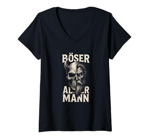 Damen Böser Alter Mann - Boser Alter Mann T-Shirt mit V-Ausschnitt von Lustiger Spruch Rentner Opa Vatertag Papa Vater