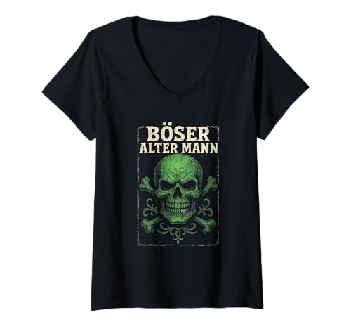 Damen Böser Alter Mann - Boser Alter Mann T-Shirt mit V-Ausschnitt von Lustiger Spruch Rentner Opa Vatertag Papa Vater