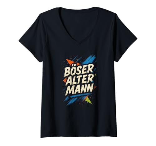 Damen Böser Alter Mann - Boser Alter Mann T-Shirt mit V-Ausschnitt von Lustiger Spruch Rentner Opa Vatertag Papa Vater
