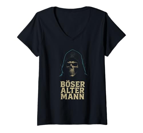 Damen Böser Alter Mann - Boser Alter Mann T-Shirt mit V-Ausschnitt von Lustiger Spruch Rentner Opa Vatertag Papa Vater