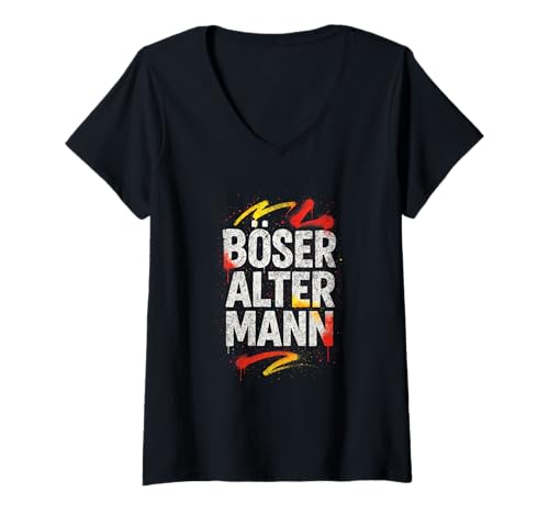 Damen Böser Alter Mann - Boser Alter Mann T-Shirt mit V-Ausschnitt von Lustiger Spruch Rentner Opa Vatertag Papa Vater