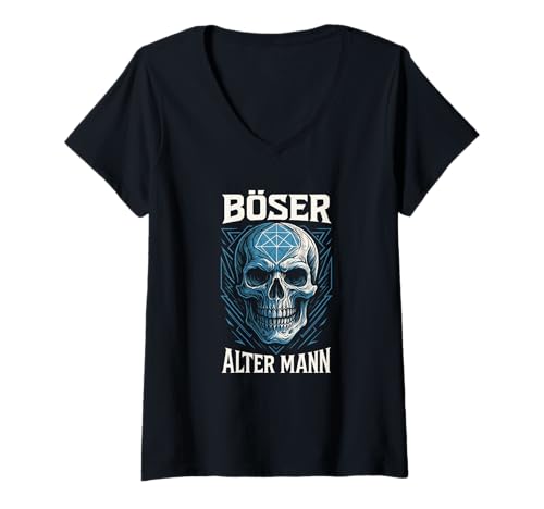 Damen Böser Alter Mann - Boser Alter Mann T-Shirt mit V-Ausschnitt von Lustiger Spruch Rentner Opa Vatertag Papa Vater