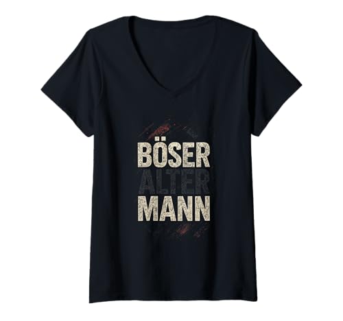 Damen Böser Alter Mann - Boser Alter Mann T-Shirt mit V-Ausschnitt von Lustiger Spruch Rentner Opa Vatertag Papa Vater