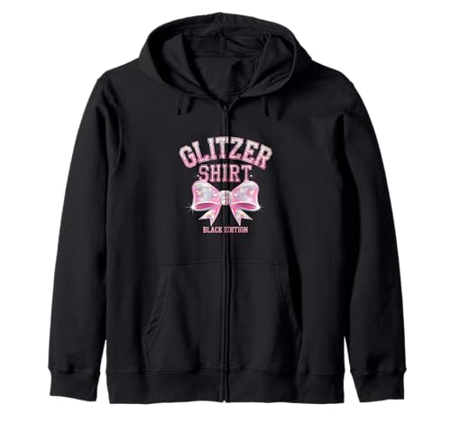 Glitzer Shirt Black Edition Damen Frauen Fun Lustiger Spruch Kapuzenjacke von Lustiger Spruch Schwarzer Humor Sarkasmus Ironie