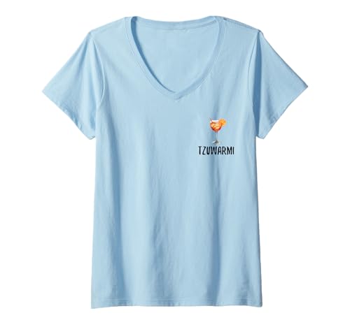 Damen Hitzewelle Hitze Heisser Sommer Heat Wave Tsunami Tzuwarmi T-Shirt mit V-Ausschnitt von Lustiger Spruch Spritz Cocktail Aperoli Aperölchen