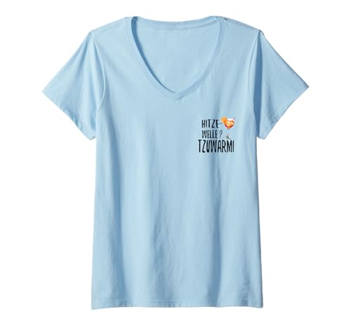 Damen Hitzewelle Hitze Heisser Sommer Heat Wave Tsunami Tzuwarmi T-Shirt mit V-Ausschnitt von Lustiger Spruch Spritz Cocktail Aperoli Aperölchen