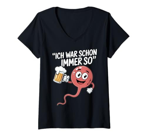 Damen Witziger Bierspruch Ich war Schon Immer so Cartoon Spaß T-Shirt mit V-Ausschnitt Damen Witziger Bierspruch Ich war Schon Immer so Cartoon Spaß T-Shirt mit V-Ausschnitt von Lustiger Spruch für Feierfreunde und Bierliebhaber