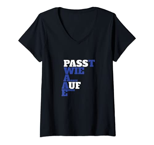 Damen Passt wie Arsch auf Eimer - Lustige Sprüche T-Shirt mit V-Ausschnitt von Lustiger Spruch