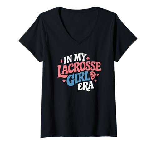 Damen In meiner Lacrosse Mädchen Zeit Trend Spruch T-Shirt mit V-Ausschnitt Damen In meiner Lacrosse Mädchen Zeit Trend Spruch T-Shirt mit V-Ausschnitt von Lustiger Statement für sportliche Mädchen