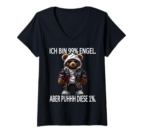 Damen Lustiger Spruch Arbeit Humor Geburtstagsgeschenk Spaß Teddy T-Shirt mit V-Ausschnitt Damen Lustiger Spruch Arbeit Humor Geburtstagsgeschenk Spaß Teddy T-Shirt mit V-Ausschnitt von Lustiger Teddybär Spruch | Geschenk Herren & Damen